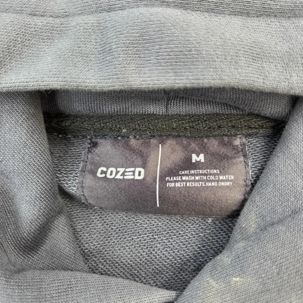 Cozed Hoodie‎ Mens Medium Gray Fleece Pullover Sweatshirt Graphic Garms Logo